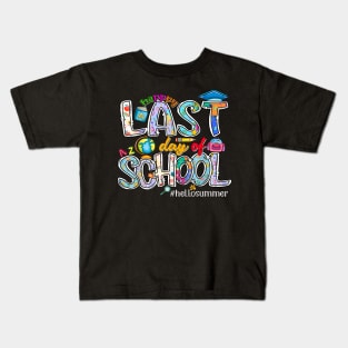 Happy Last Day Of School 2024 Hello Summer Boys Girls Kids T-Shirt